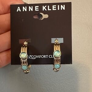 Anne Klein Gold-Tone Hoop Earrings with Aqua Stones